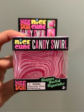 Needoh Nice Cube Candy Swirl Super Solid Squish - Pink/White
